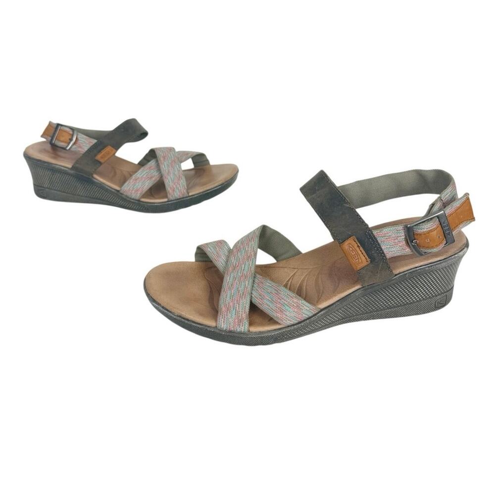 KEEN Skyline Wedge Sandals Brindle Brown Leather Sz 11